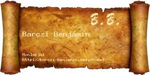 Barczi Benjámin névjegykártya